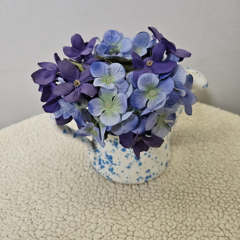 Blue and Purple Floral Ceramic Vase - Picture 2 of 16